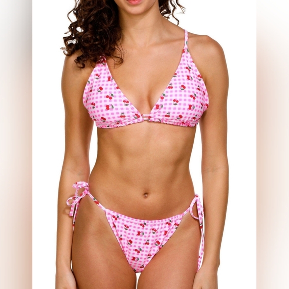 NEW! Cyn & Luca From Nordstrom Gingham Cherries Bikini Set NWT - Picture 1 of 13